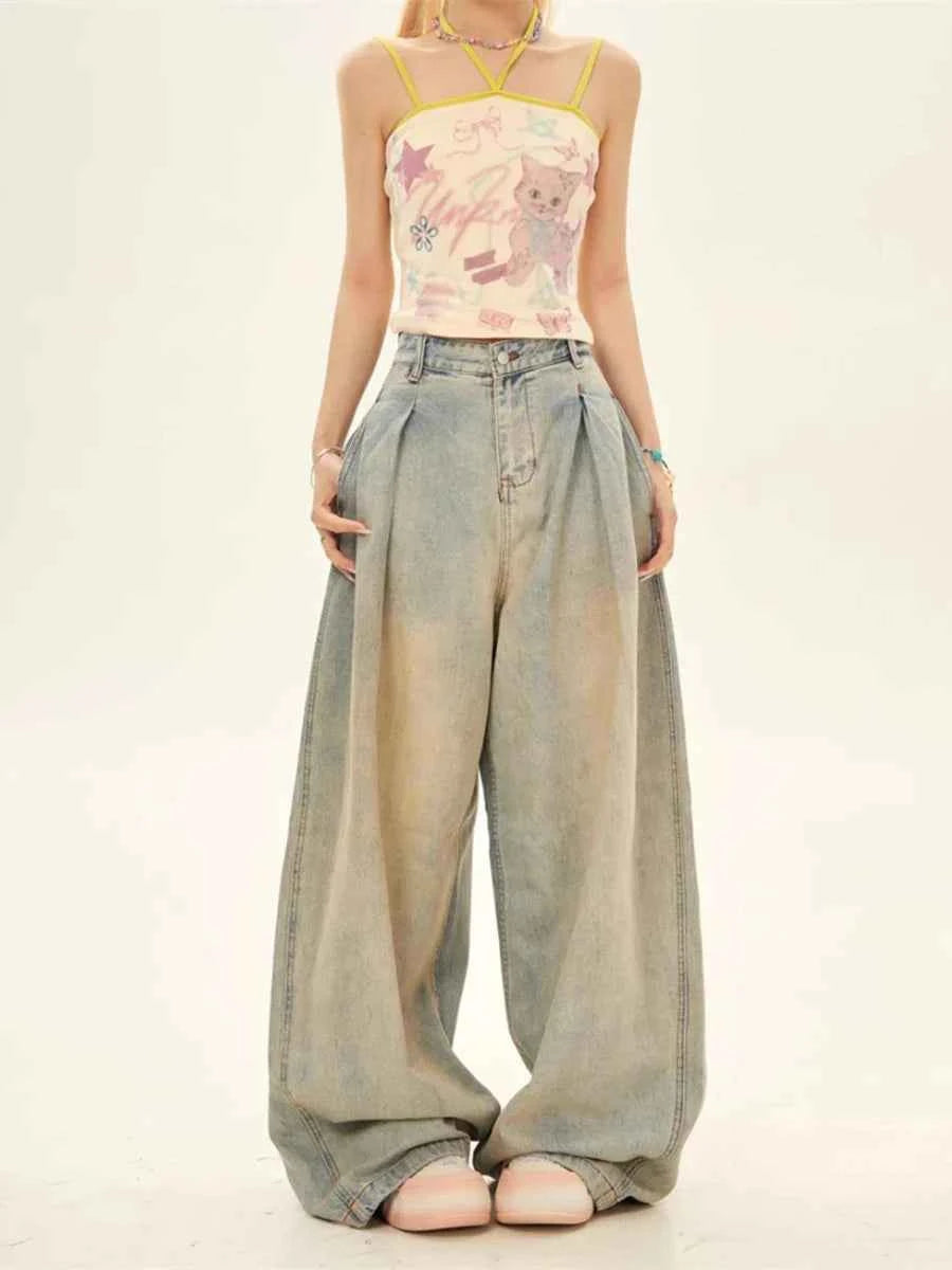 Retro Baggy Low Waisted Wide Leg Jeans