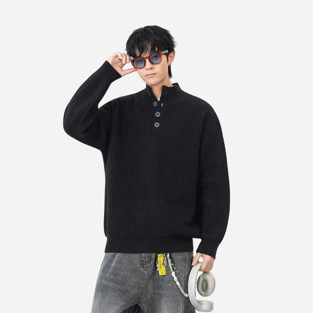 Cozy Mock Neck Waffle Knit Jumper Sweater