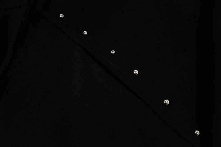 Y2K Rivet Patchwork Casual Loose Hooded Sweatshirt
