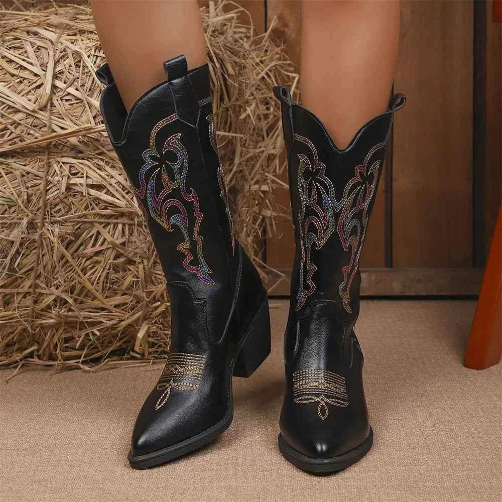 Cowboy Style Black And Brown Maillard Boot