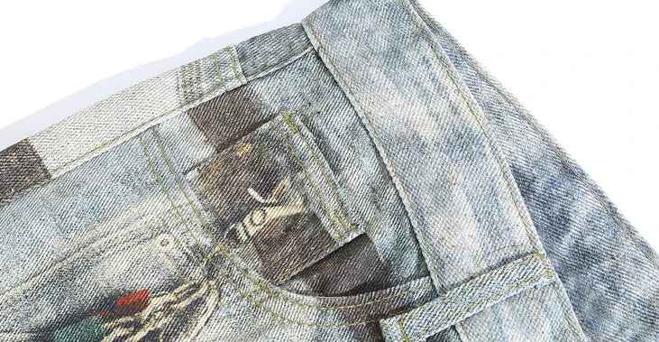 Chic American Style Hot Girl Digital Jeans
