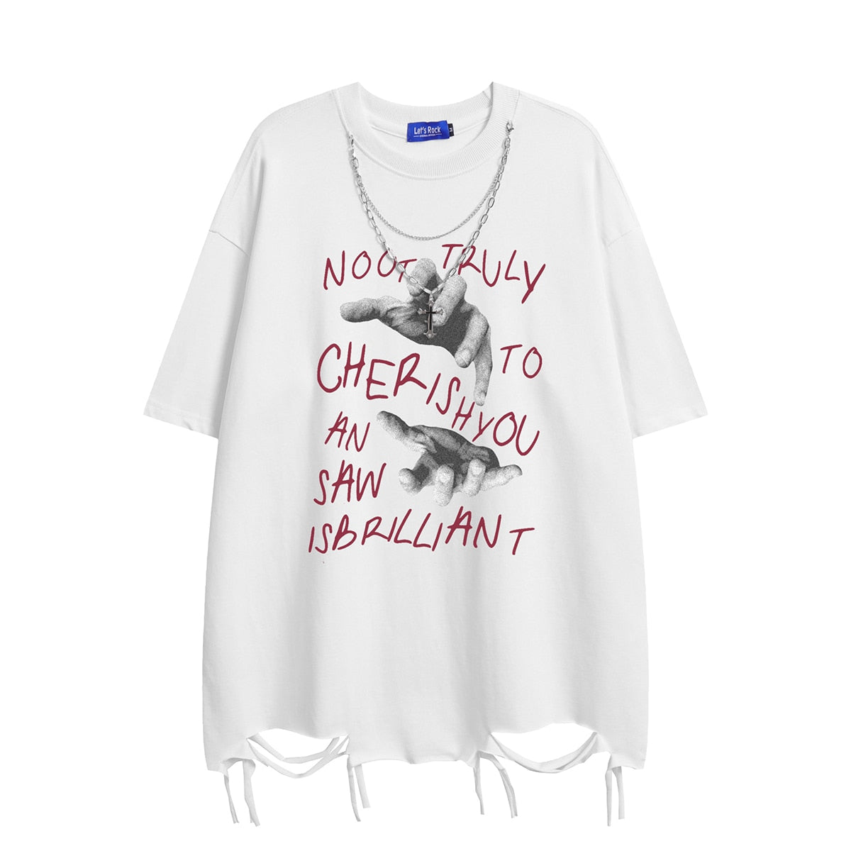 Hand Sketch Ripped Streetwear T-Shirt