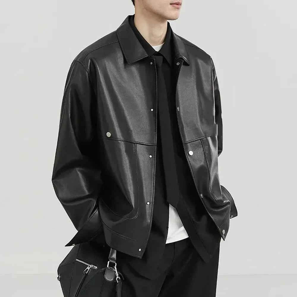 Versatile Mens Moto Biker Leather Jacket