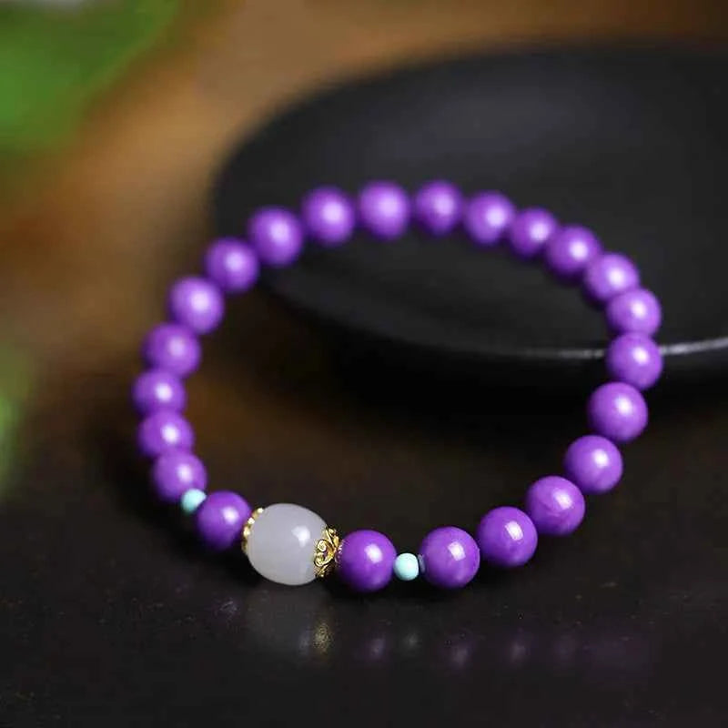 Purple Beaded Jade Buddha Bracelet