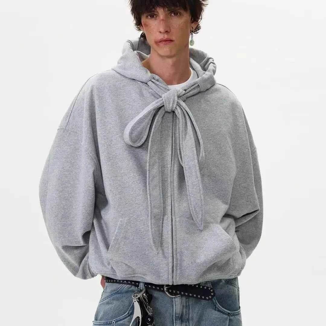 Retro Streetwear Solid American Design Hooded Sweatshirt