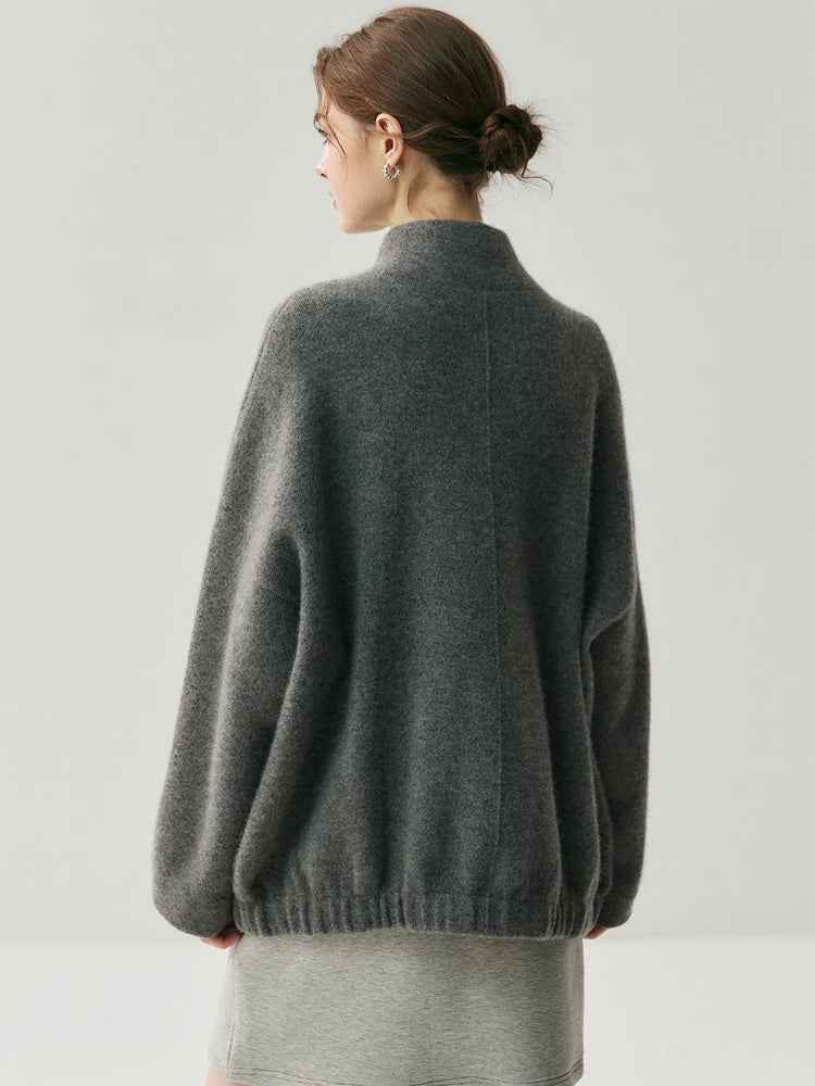 Lightweight Mock Neck Thick Zipper Cardigan