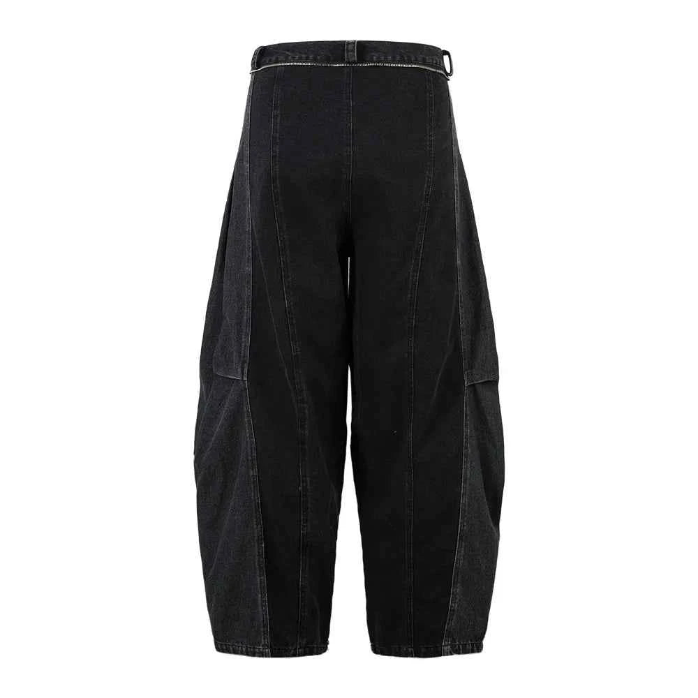 Removable Patchwork Distressed Loose Wide Leg Jeans