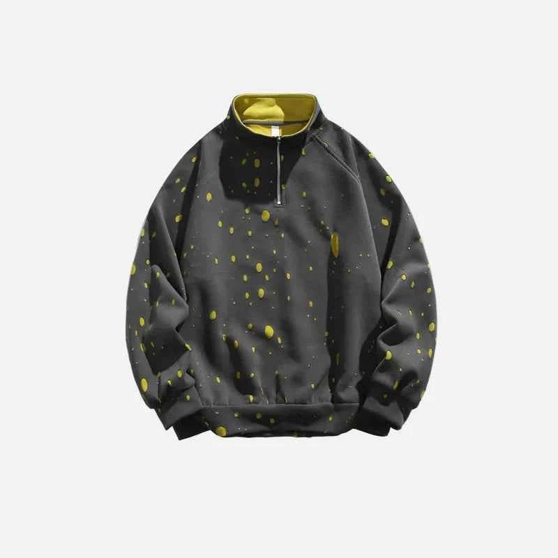 Streetwear Hip Hop Loose Half Zipper Sweatshirt