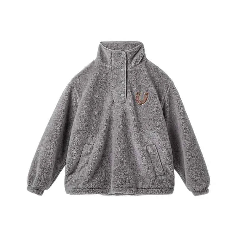 Cozy Polar Fleece Half Placket Sweatshirt