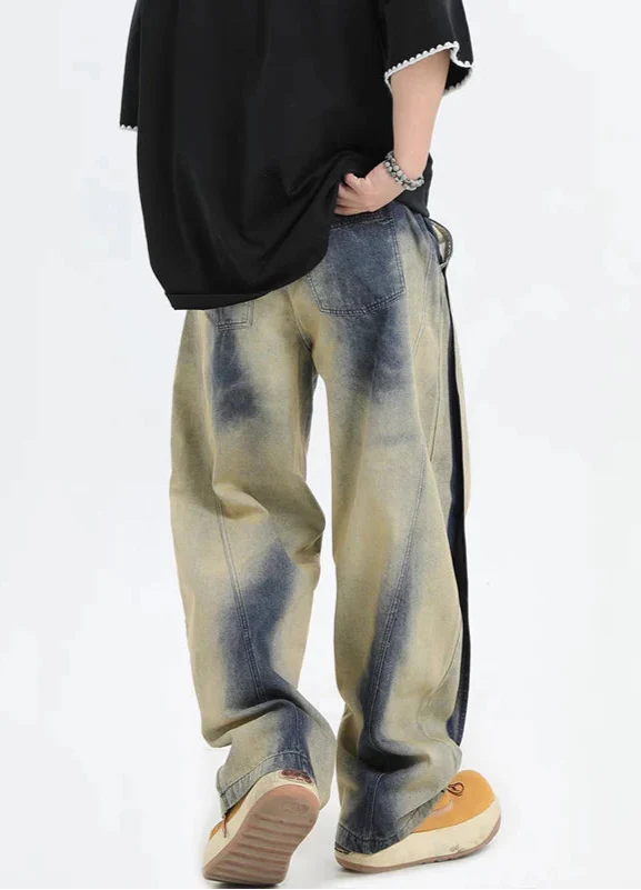 Retro Color Loose Boy Friend Wide Leg Jeans - Luxuryurbanwear