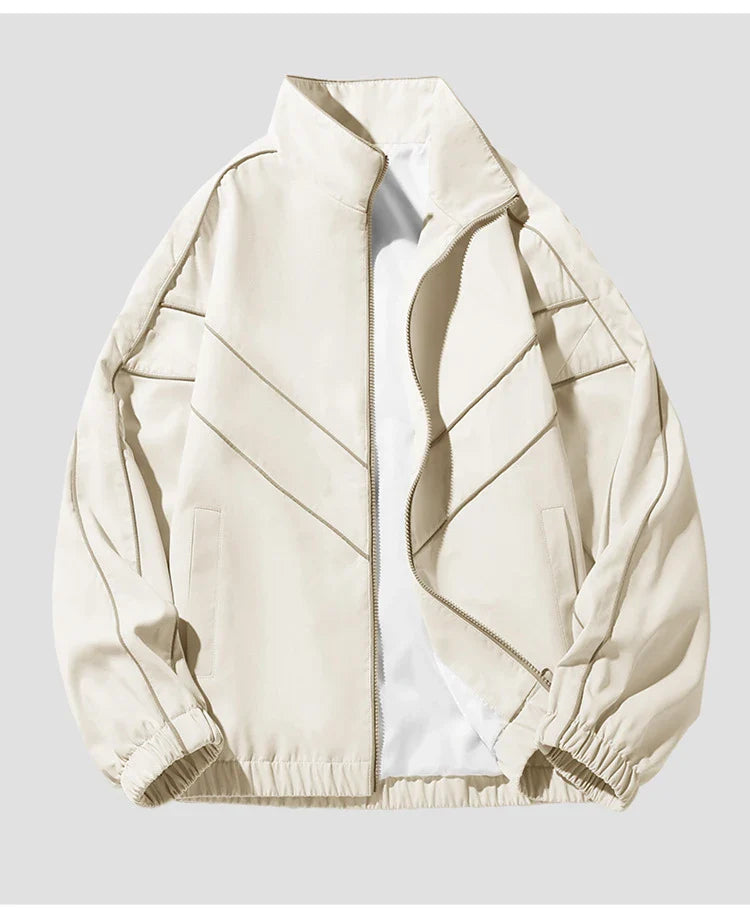 Striped White Lining With Rib sleeve Style Jacket