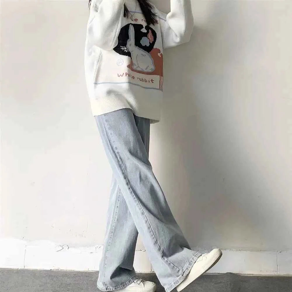 Sweet Retro Jacquard Knitted Rabbit Sweater