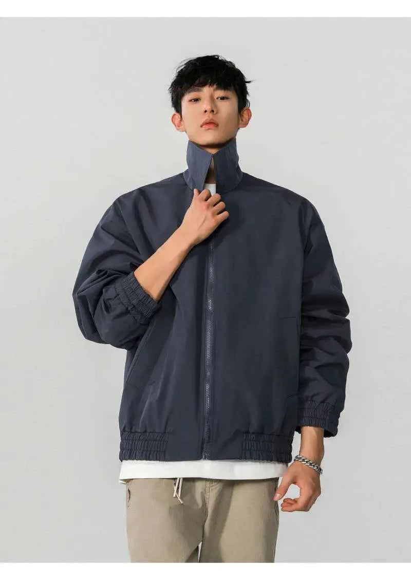 Classic Solid Color Casual Zip-Up Jacket