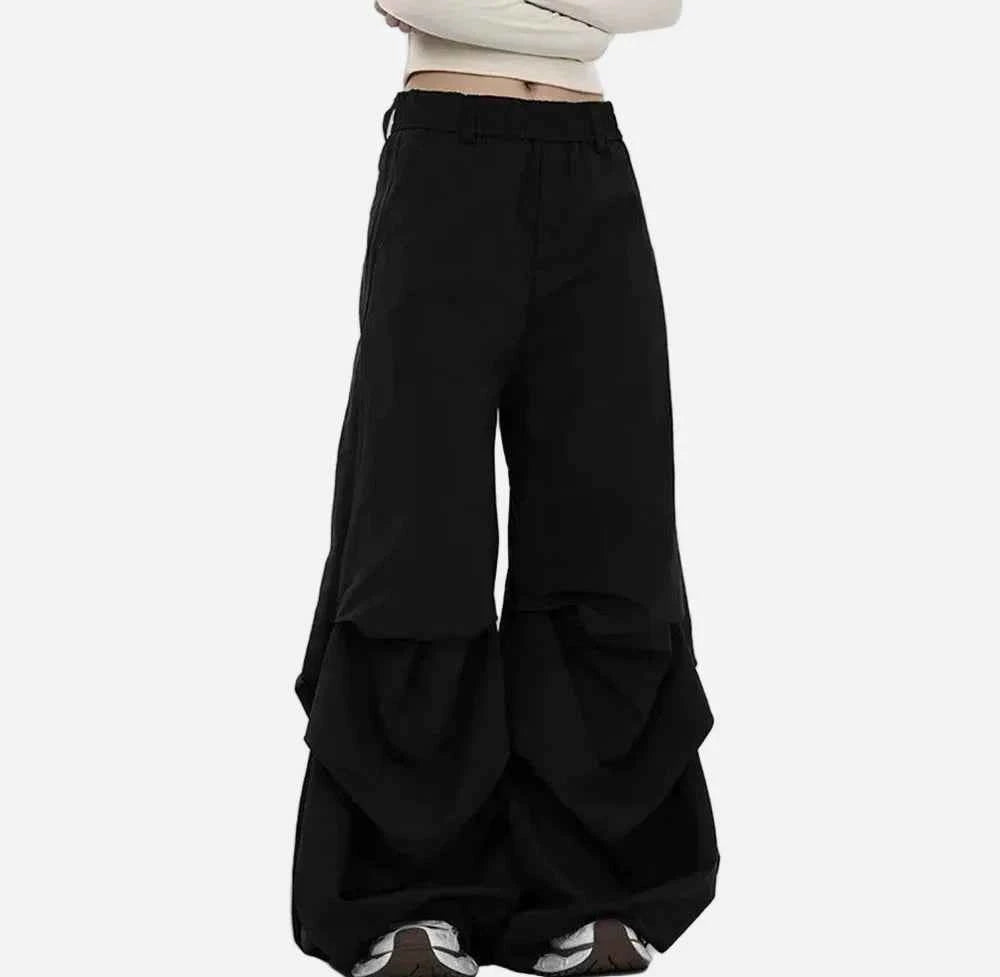 American Style Solid Color Wide Leg Pants