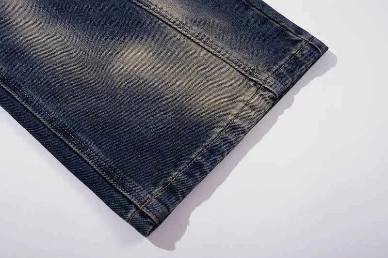 Premium Straight Leg Washed Patchwork Jeans