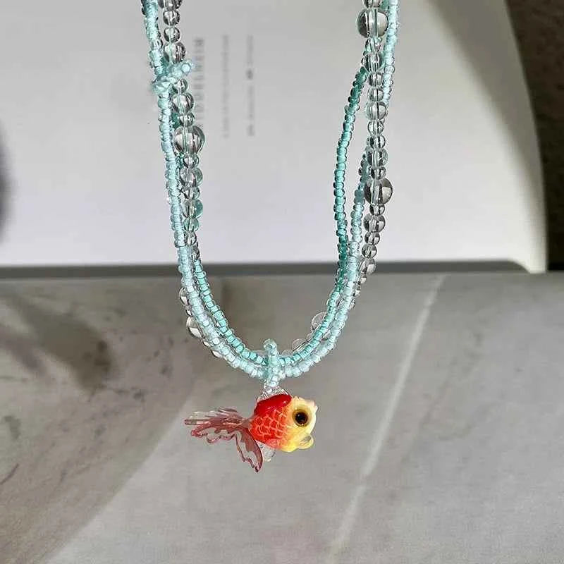 Bohemian Cute Animal Goldfish Pendant Necklace