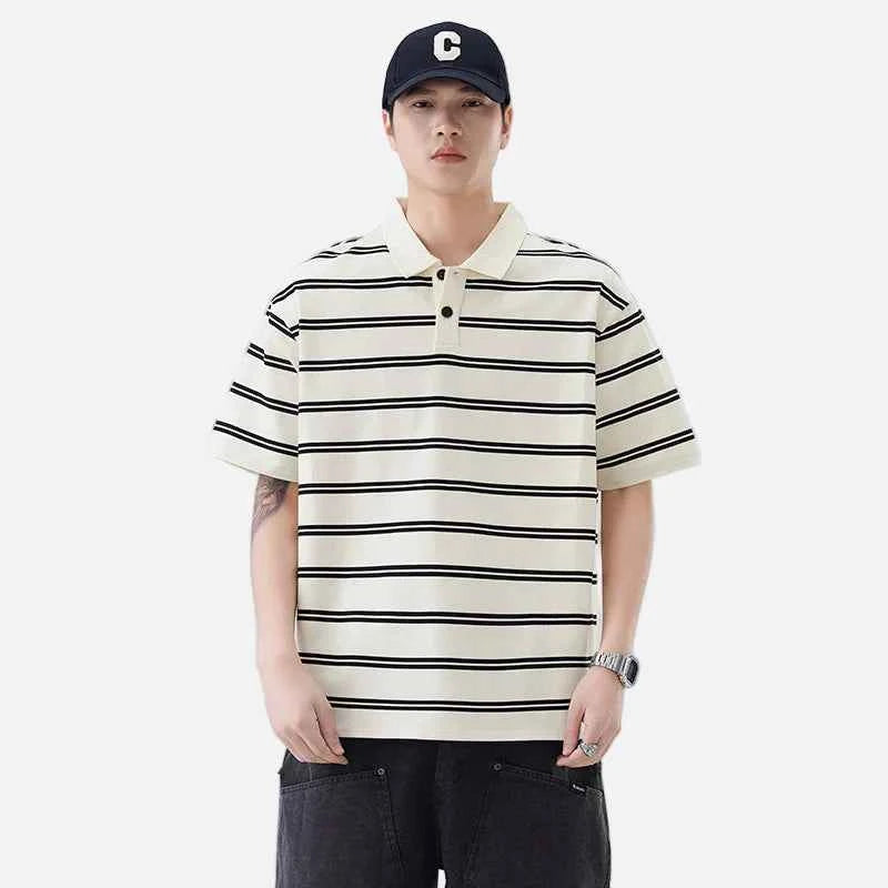 Artistic Stripe Polo Short Sleeve T-Shirt