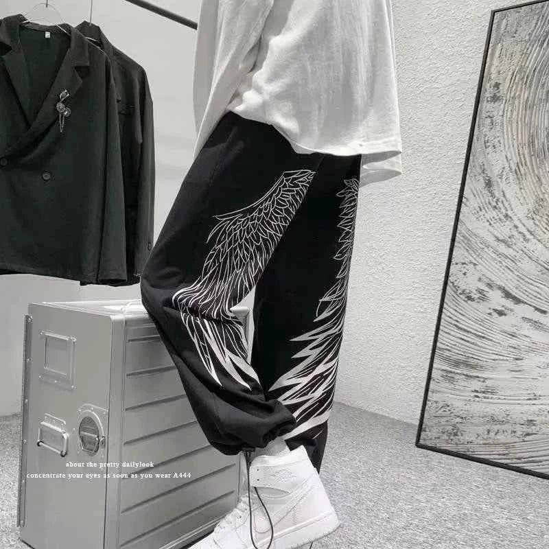 Retro Hip Hop Angel Wings Sweatpants