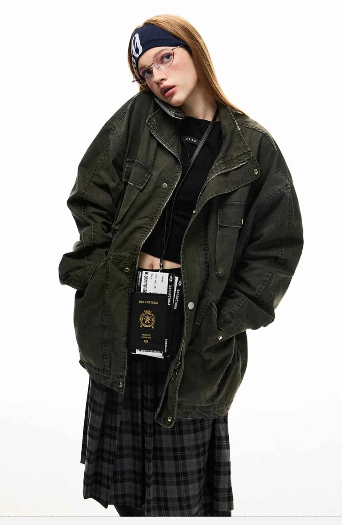Washed Medium Long Denim Jacket