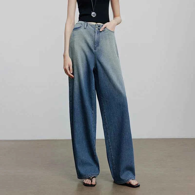 Chic Blue Summer Wide Leg Denim Jeans