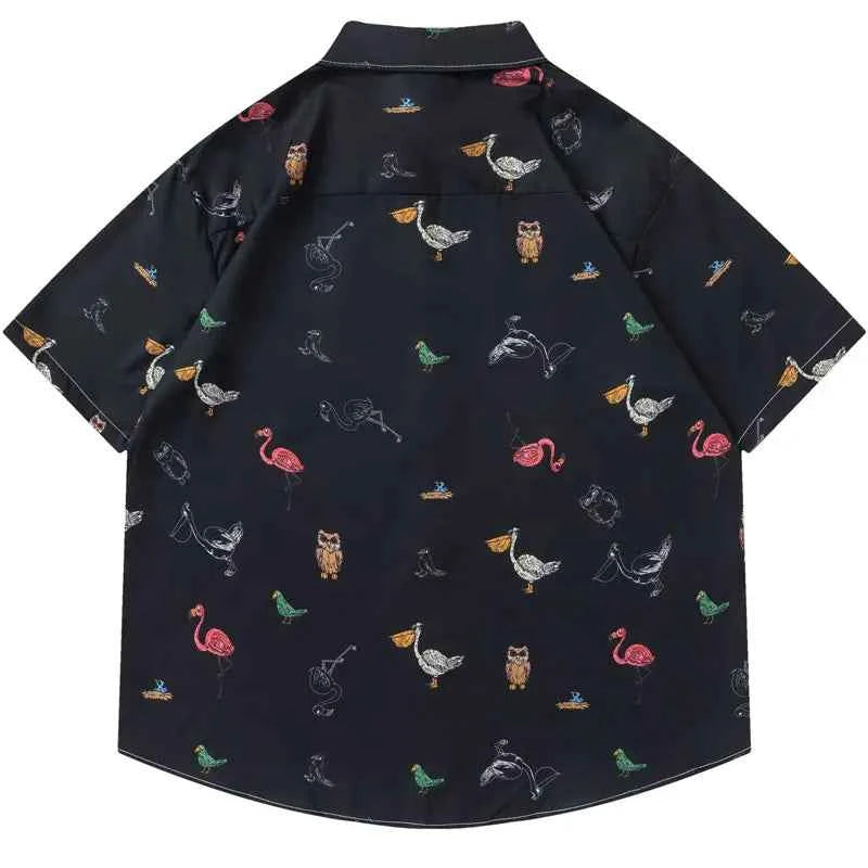 High-Quality Tropical Birds Graphic Short Sleeve Shirt