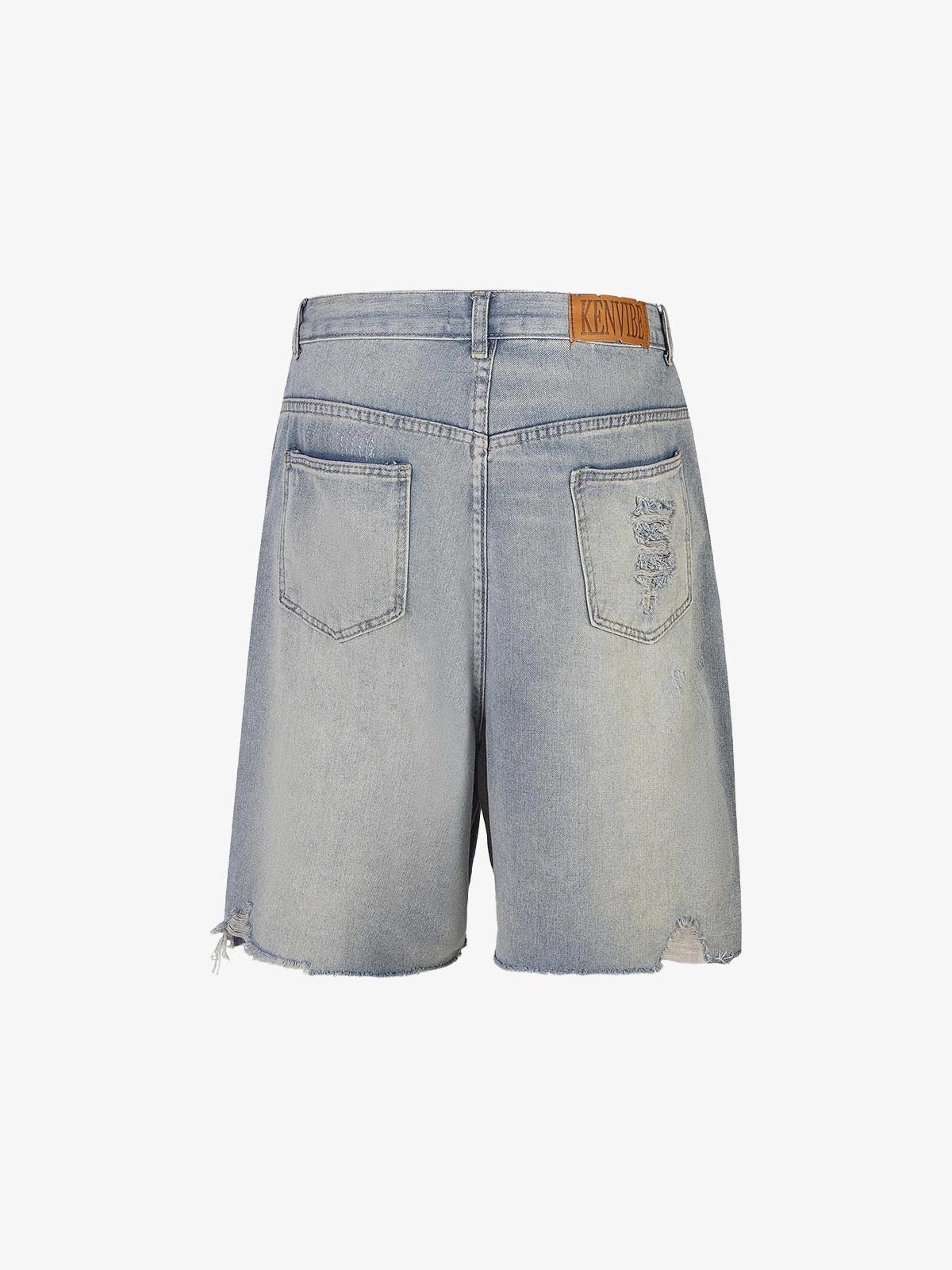 Rhinestone Denim Ripped Shorts