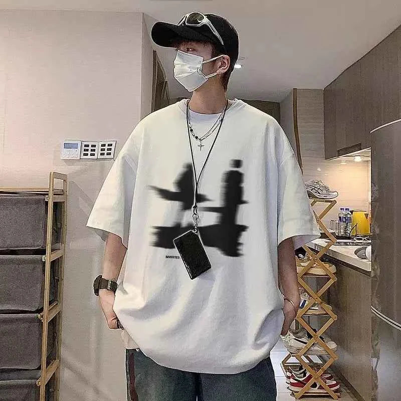 Streetwear Casual Korean Print Oversized T-Shirt