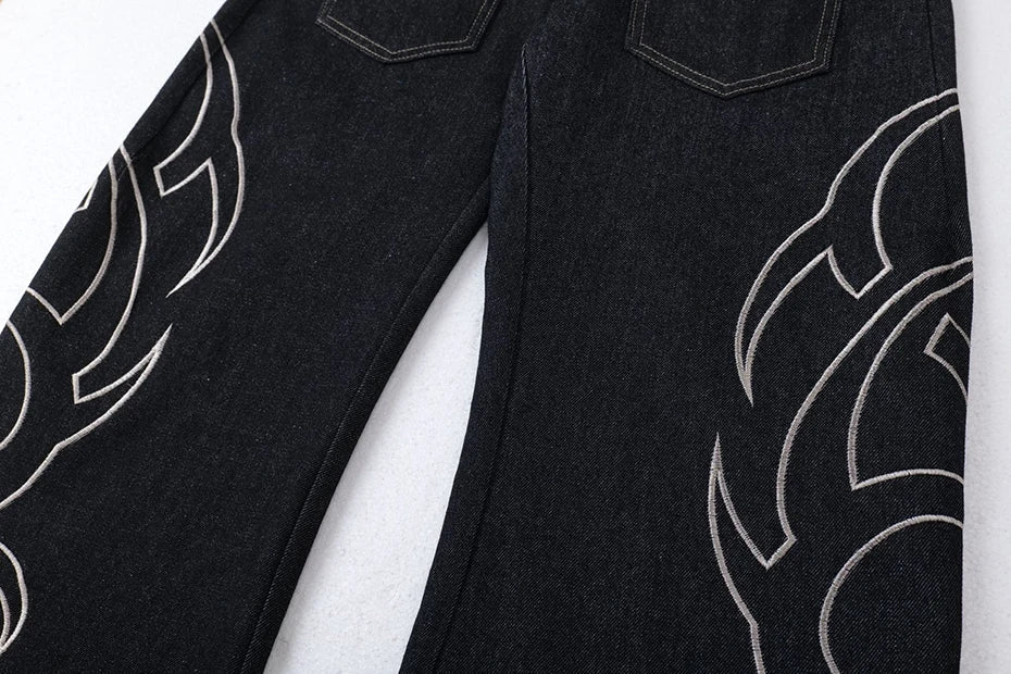 Embroidery 'Arch' Baggy Jeans