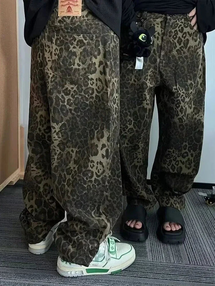 Leopard Pattern Wide Leg Style Pants