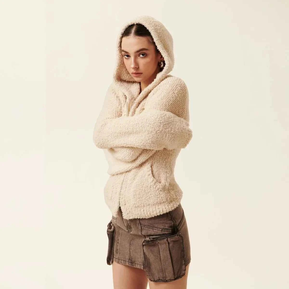 Women Relaxed Retro Velvet Sweatshirt