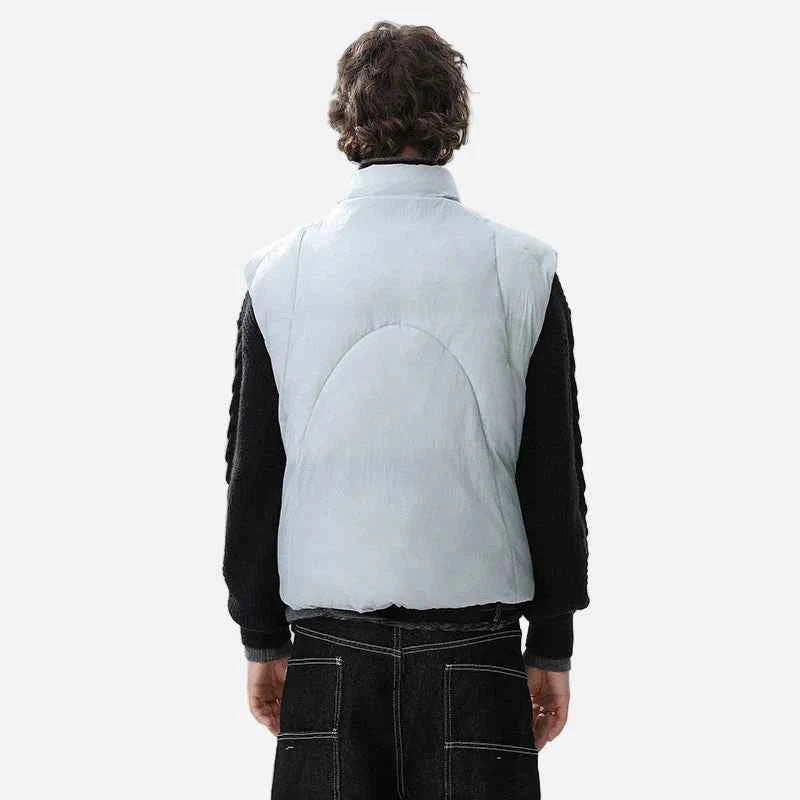 Stylish Logo Printed Stand Neck Puffer Vest