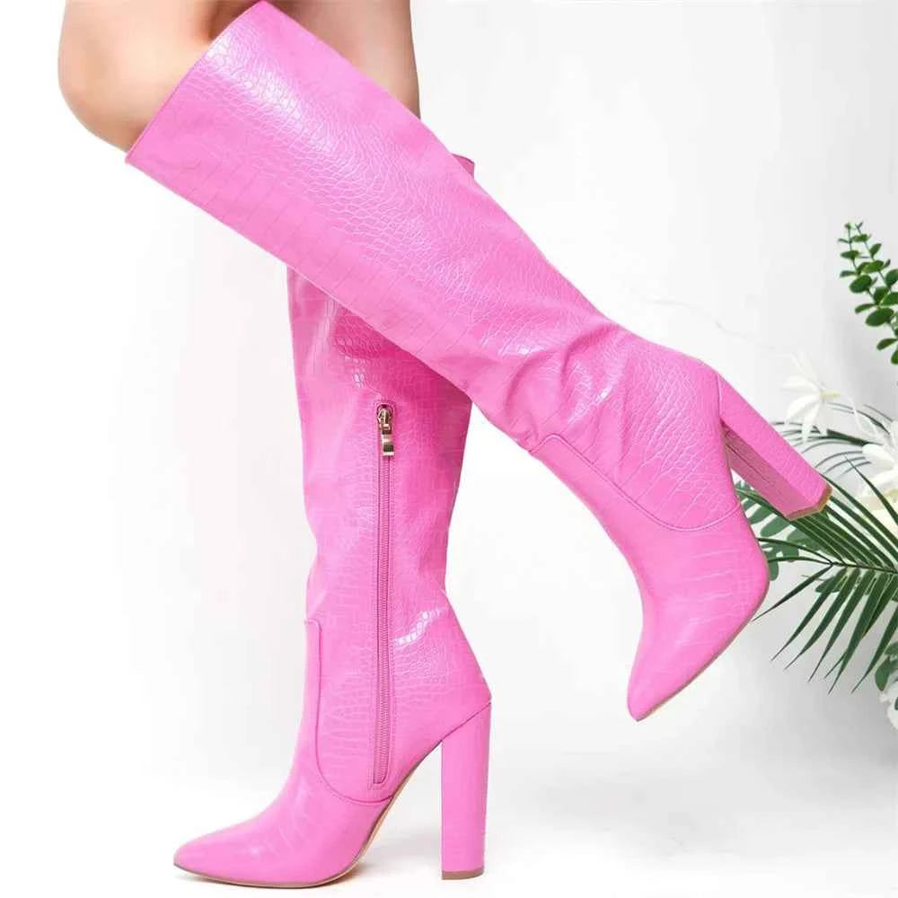Luxury-Inspired Zip Detail Knee High Boots
