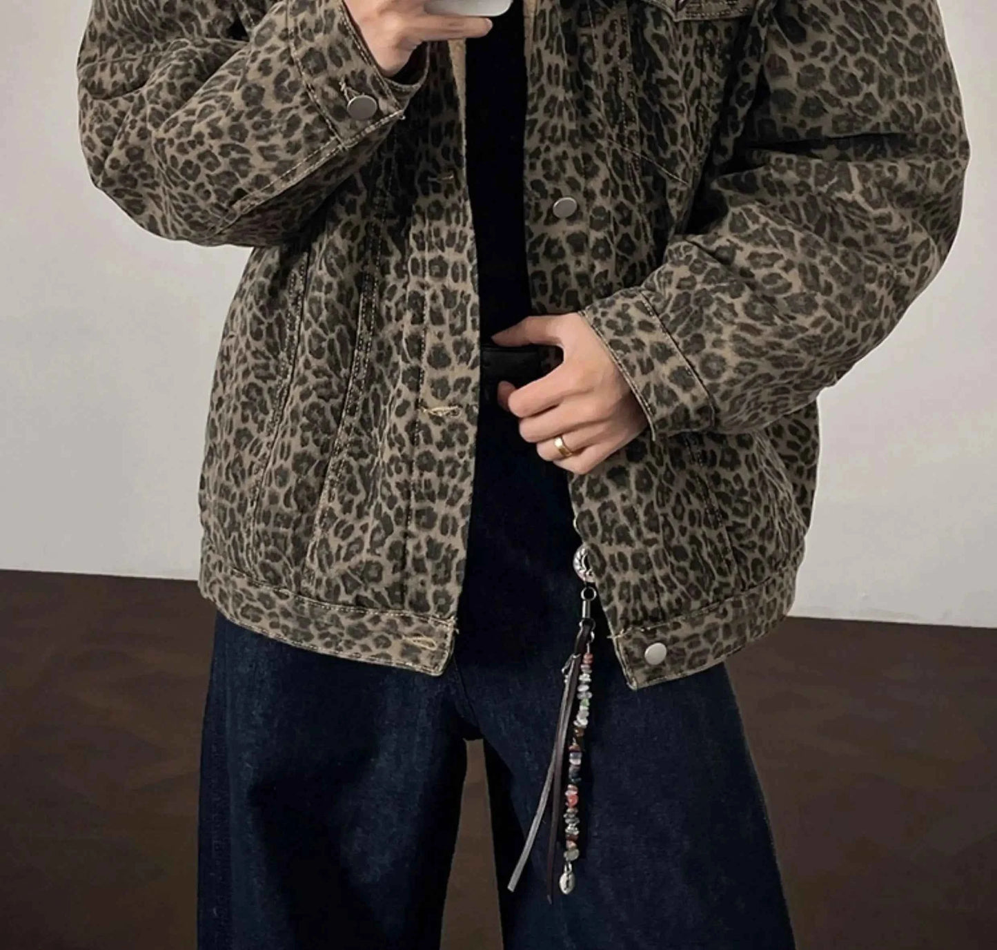 Winter Thick Leopard Print Velvet Faux Fur Jacket