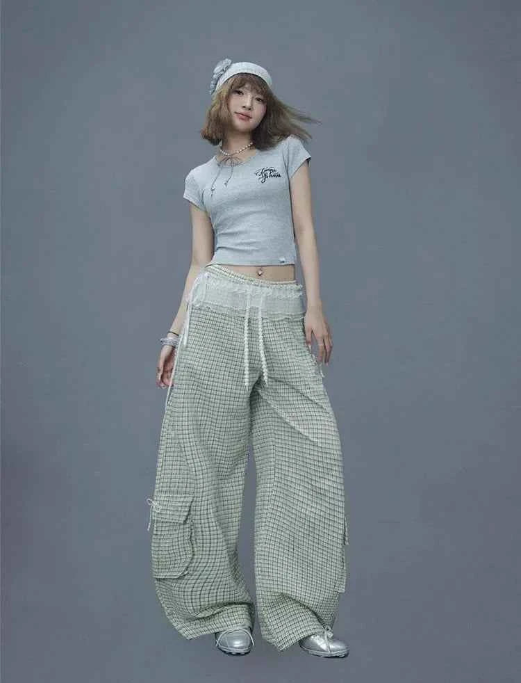 Apricot Pearl Check Dance Pants