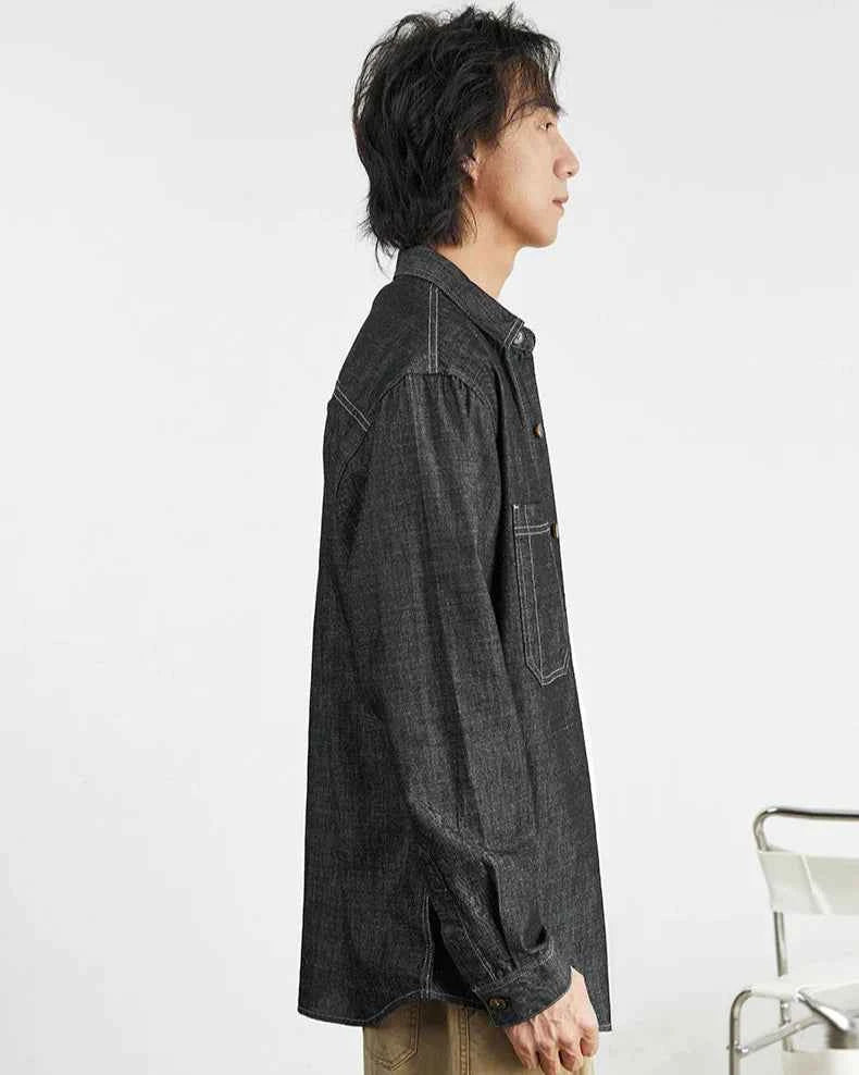 Men's Retro Casual American Denim Long Shirt