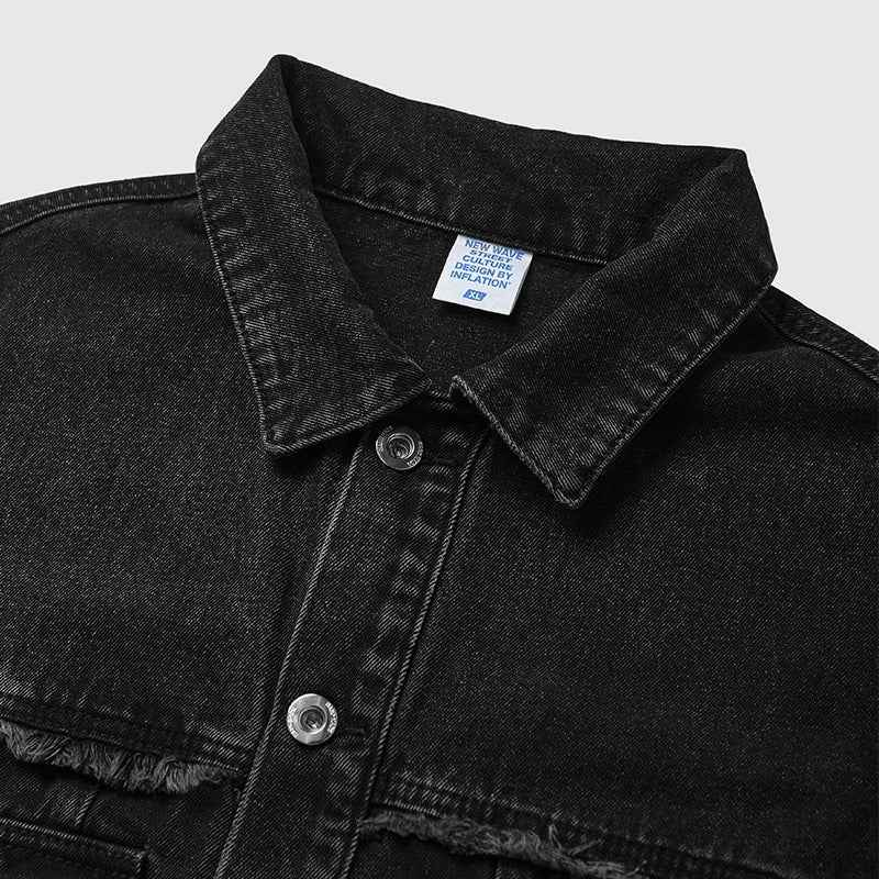 Stylish Distressed Denim Biker Jacket