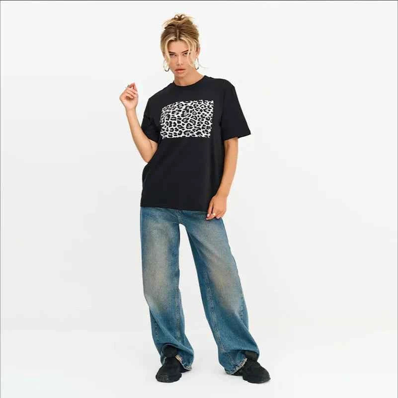 Women Russian Leopard Print Cotton T-Shirt