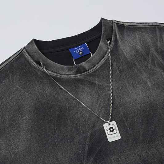 Flexible Gothing Distressed Ripped Long Sleeve T-Shirt