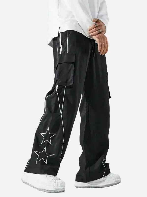 Trendy Casual Star Print Multi Pocket Jogger