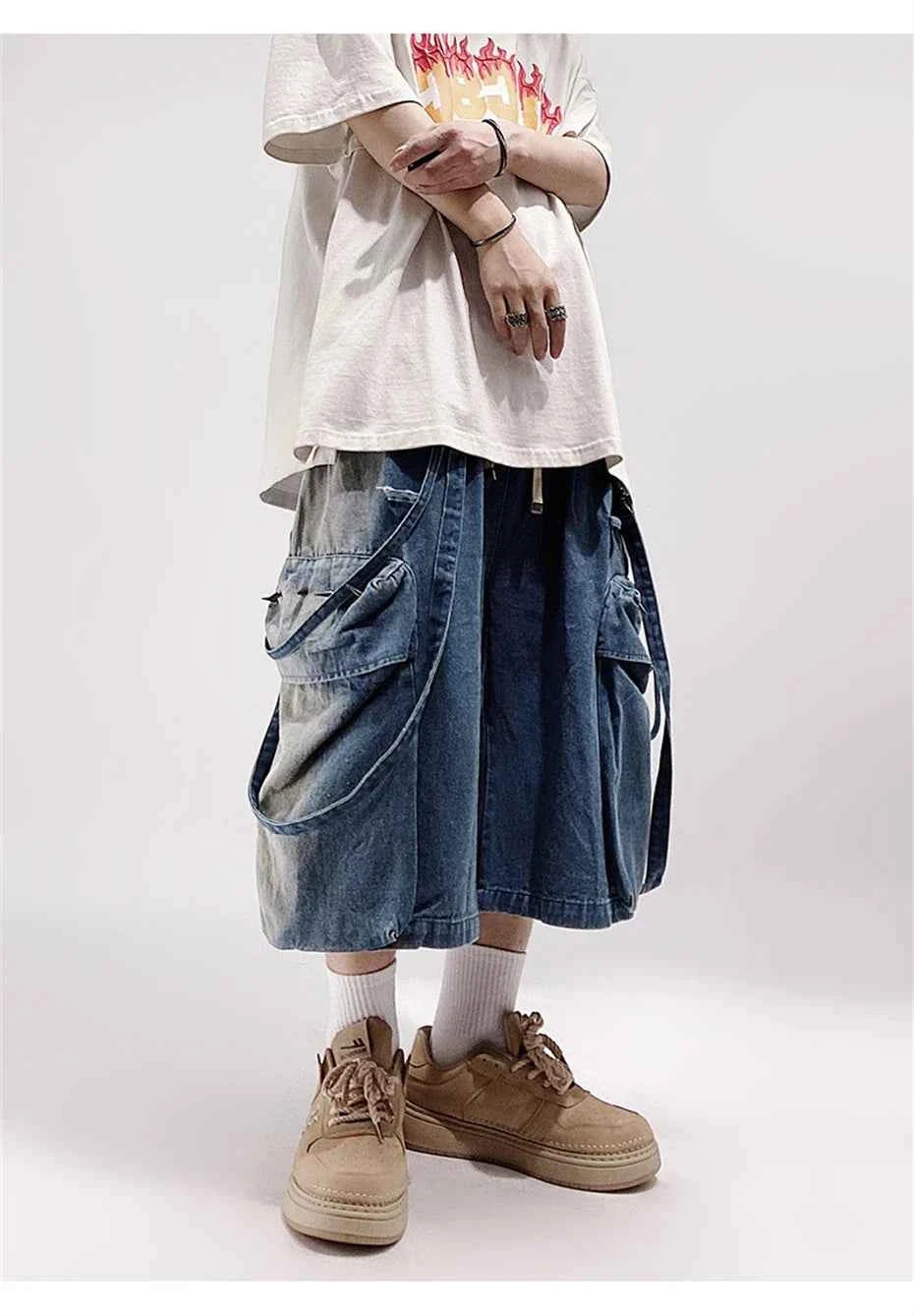 Vintage Denim Hip Hop Rivet Jorts