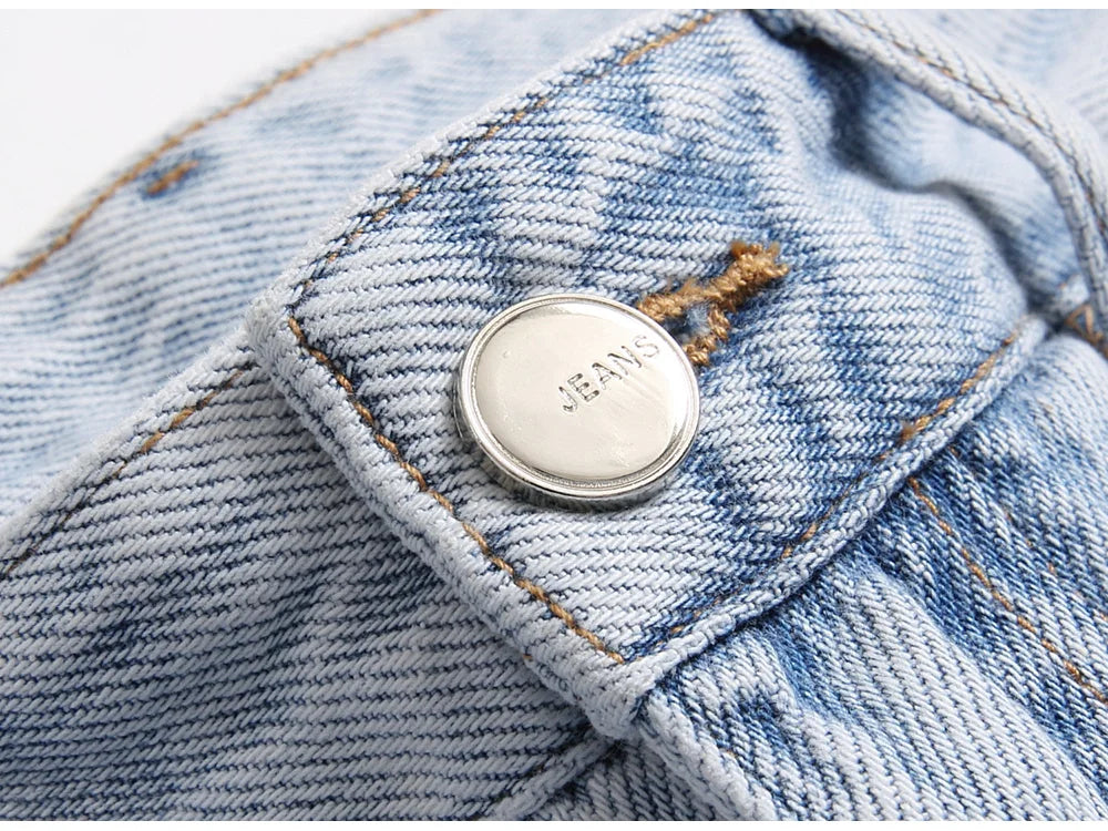 Light Blue Fringe Destroyed Jeans