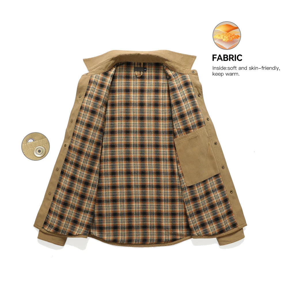 Flannel Lined Plaid Button-Up Jacket
