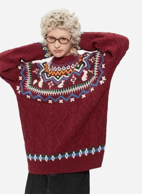 Vintage Trendy Japanese Style Knit Sweater