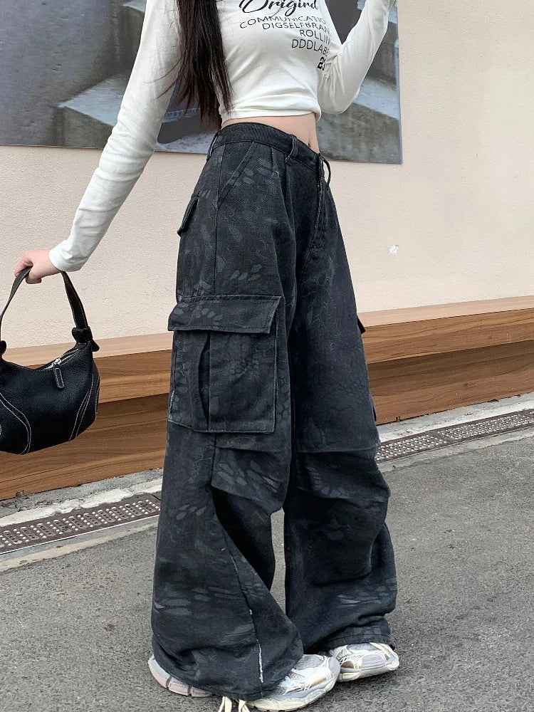Y2K Black Cyber Cargo Jeans Jeans