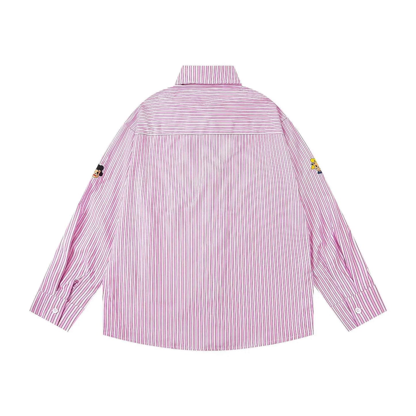 Durable Striped Autumn Letter Embroidered Casual Shirt