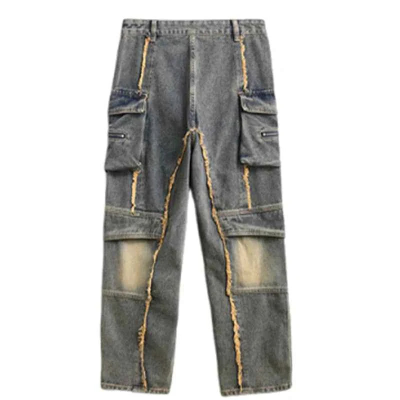 Trendy Distressed Loose-Fit Cargo Denim Jeans
