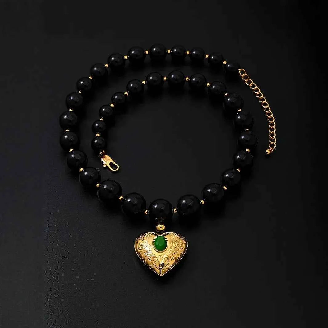 Music Vacation Retro Heart Beaded Necklace