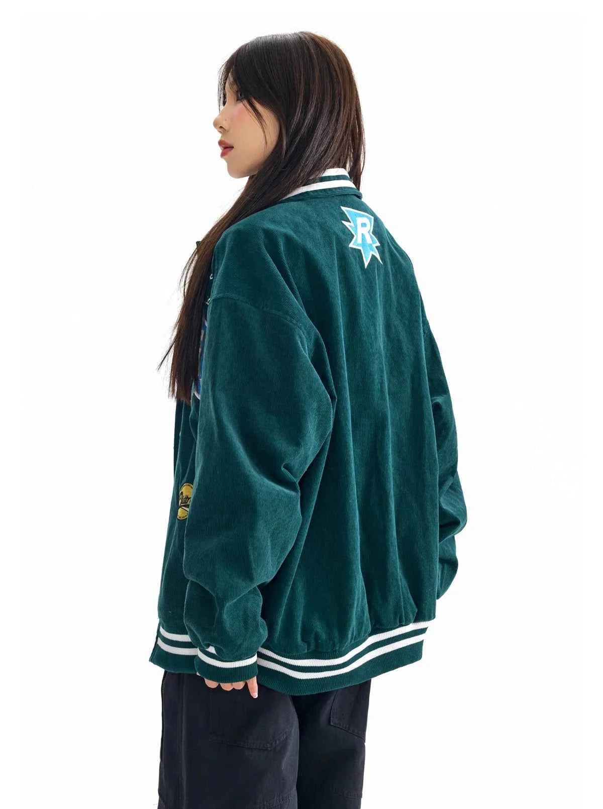 Y2K Autumn Corduroy Baseball Varsity Jacket