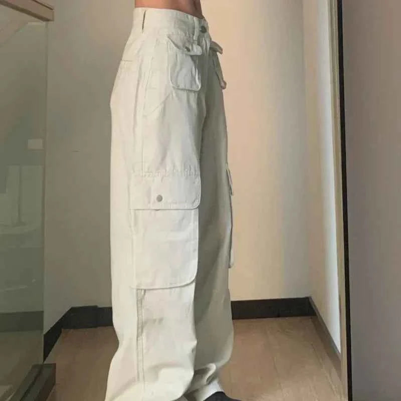 High Waist Solid Color Cargo Pants