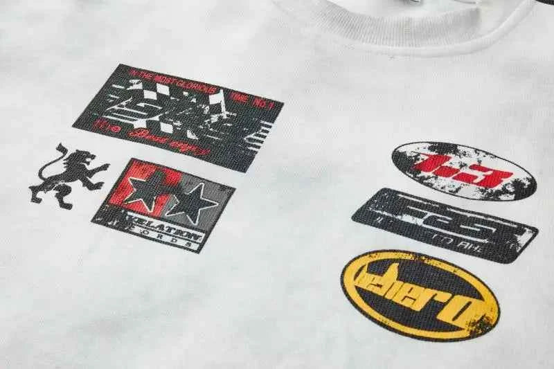 Streetwear American Retro Print Racing Sweatshirt